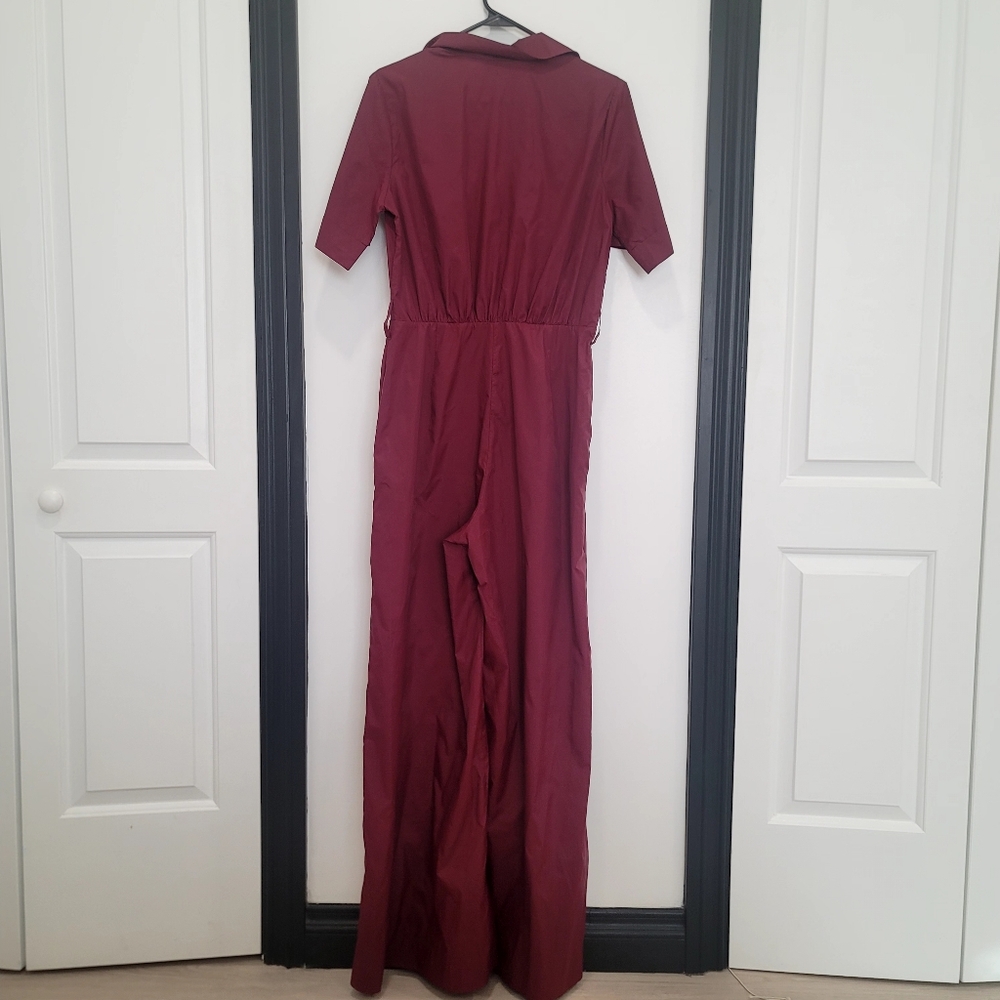 ​STAUD Millie Recycled Nylon Jumpsuit | Tawny Port Wine Red | Size 8 | Utility C - Picture 8 of 12